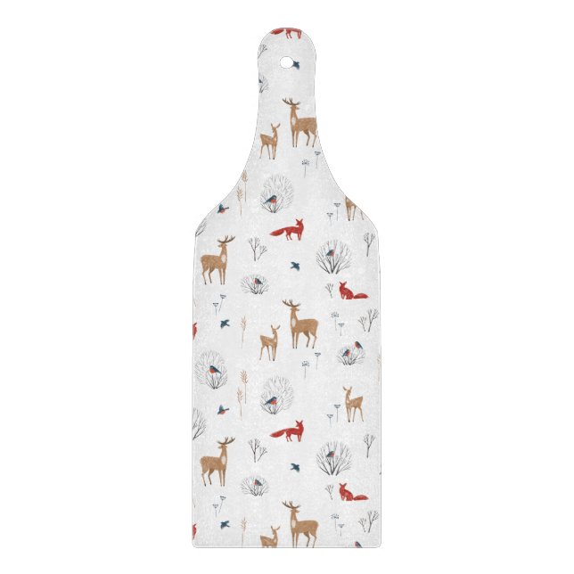 Tabla De Cortar Cute Festive Animals Winter Christmas Pattern. (Anverso)