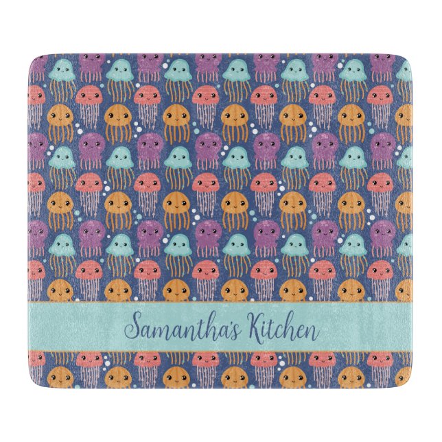 Tabla De Cortar Cute Kawaii Jellyfish Personalizado (Anverso)
