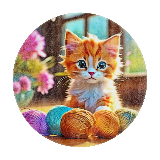 Tabla De Cortar Cute Kitten Yarn (Anverso)