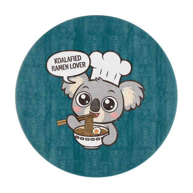 Tabla De Cortar Cute Koala disfrutando de Ramen (Anverso)