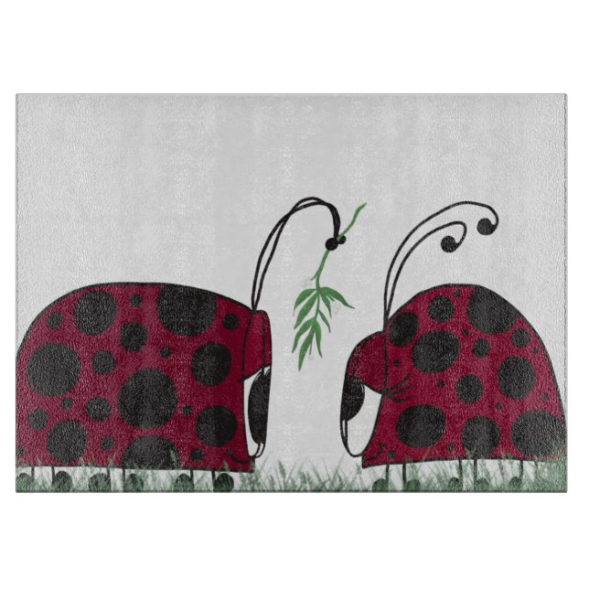 Tabla De Cortar Cute Ladybugs Y Mistletoe (Anverso)