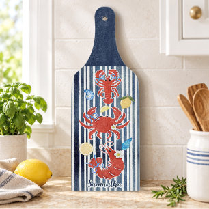 Tabla De Cortar Cute Langostinos Costeros Rayados Limones