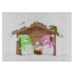 Tabla De Cortar Cute Navidad Pesebre de Hombre de Nieve