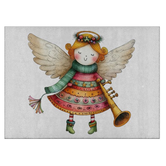 Tabla De Cortar Cute Navidades Folk Art Angel (Anverso)