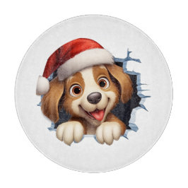 Tabla De Cortar Cute Navidades Perro a través de la pared ilustrad