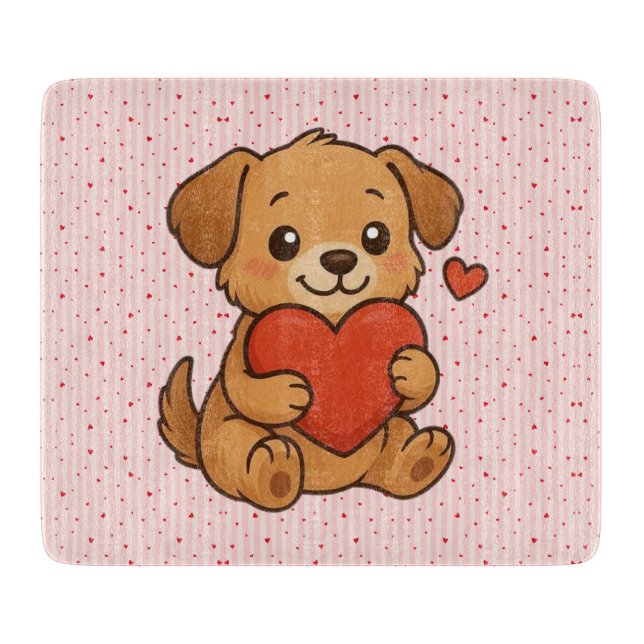 Tabla De Cortar Cute puppy/dog Valentine's day (Anverso)