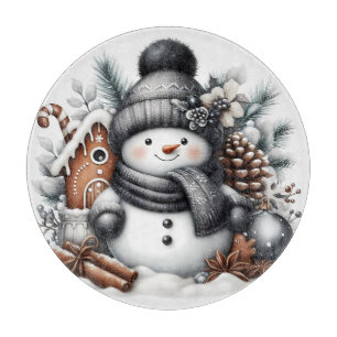 Tabla De Cortar Cute Snowman Navidad