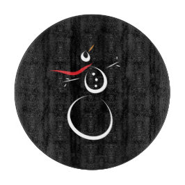 Tabla De Cortar Cute Winter Snowman Black