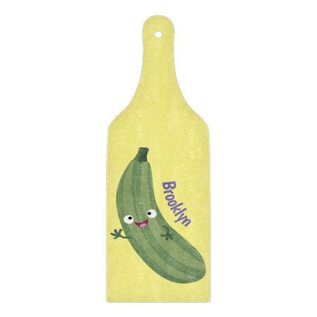 Tabla De Cortar Cute zucchini feliz personalizado ilustracion (Anverso)