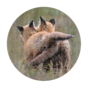 Tabla De Cortar Cutest Baby Animals   Red Fox Kits Locking Tails