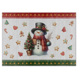 Tabla De Cortar Cutting Board Large Snowman and Christmas Cookies