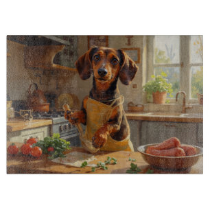 Tabla De Cortar Dachshund cocinando en la cocina