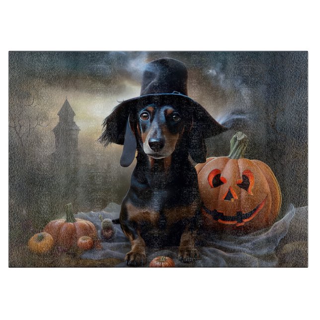 Tabla De Cortar Dachshund Halloween Scary (Anverso)