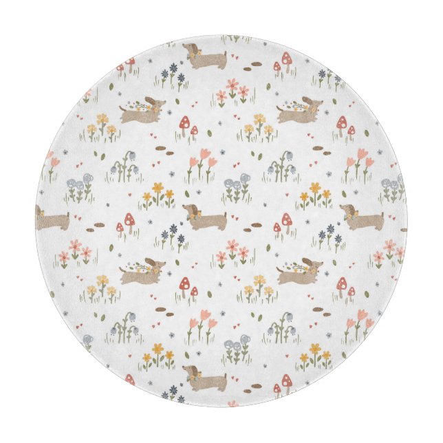 Tabla De Cortar Dachshund Lover Weiner Dog Sausage Dog Wildflower (Anverso)