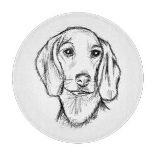 Tabla De Cortar dachshund sketch a mano perro cachorro blanco negr