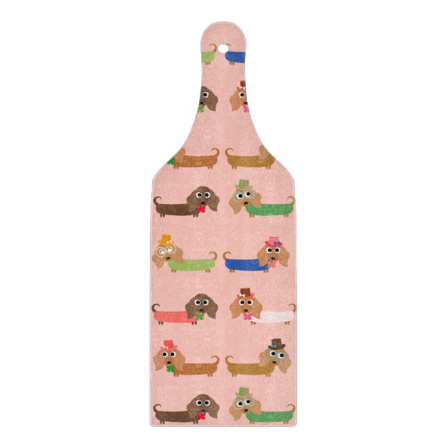 Tabla De Cortar Dachshunds en rosa (Anverso)