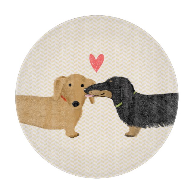 Tabla De Cortar Dachshunds Kiss (Anverso)