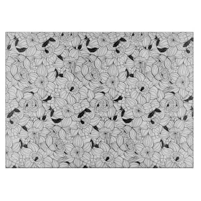 Tabla De Cortar Daffodils patrón floral de primavera (Anverso)