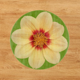 Tabla De Cortar Dahlia amarilla en flor verde