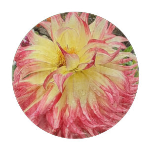 Tabla De Cortar Dahlia rosa y amarilla