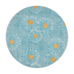 Tabla De Cortar Daisies vintage: patrón de contorno floral.