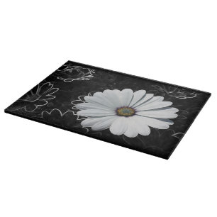 Tabla De Cortar Daisies y tonos grises