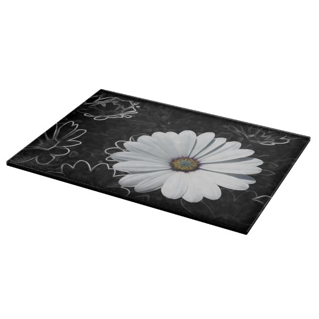 Tabla De Cortar Daisies y tonos grises (Borde)