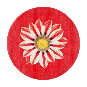 Tabla De Cortar Daisy africano / Gazania - franja roja y blanca
