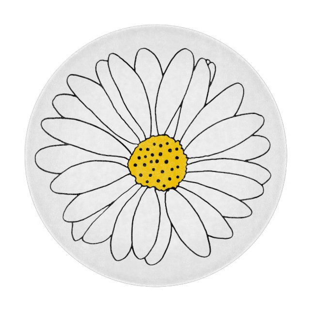 Tabla De Cortar Daisy amarillo y blanco (Anverso)