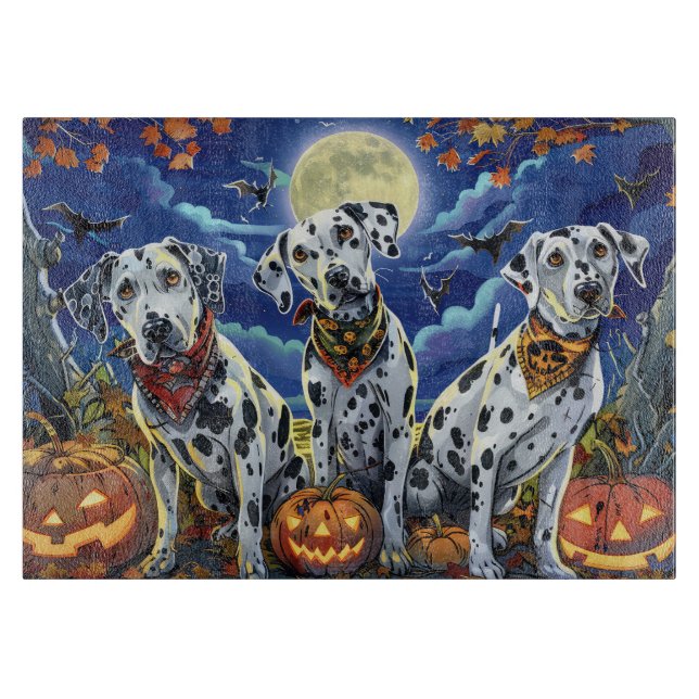 Tabla De Cortar Dálmata Halloween Espeluznante (Anverso)