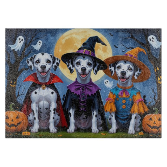 Tabla De Cortar Dalmatia Perro Calabaza Halloween Gracioso (Anverso)