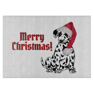 Tabla De Cortar Dalmatia Perro Rojo Agitando el Cabo Feliz Navidad