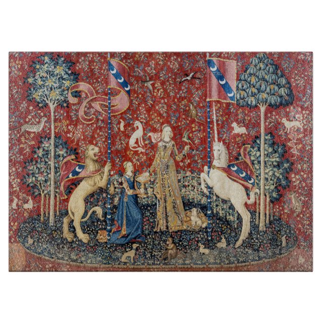 Tabla De Cortar Dama y unicornio, sabor (Anverso)