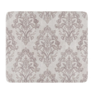 Tabla De Cortar Damasco Beige Suave Floral Clásico Aquarela