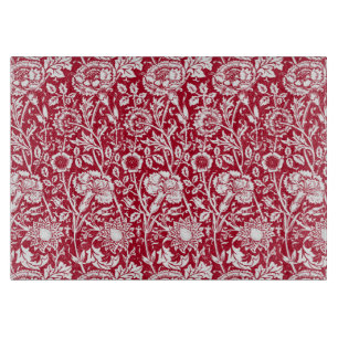 Tabla De Cortar Damasco de claveles de Art Nouveau, rojo y blanco