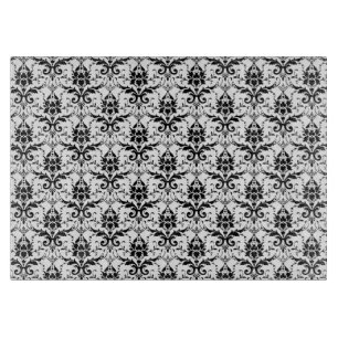 Tabla De Cortar Damasco elegante blanco y negro