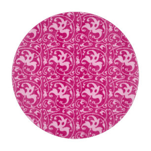 Tabla De Cortar Damasco floral de Ikat - Fuchsia y rosa pálido