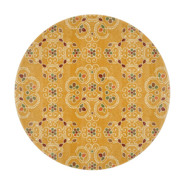 Tabla De Cortar Damasco indio tradicional, patrón sin costuras. (Anverso)