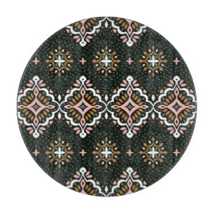 Tabla De Cortar Damasco Oriental: Talavera Vintage Elegance