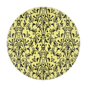Tabla De Cortar Damask Black & Yellow