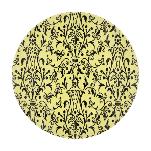 Tabla De Cortar Damask Black & Yellow (Anverso)