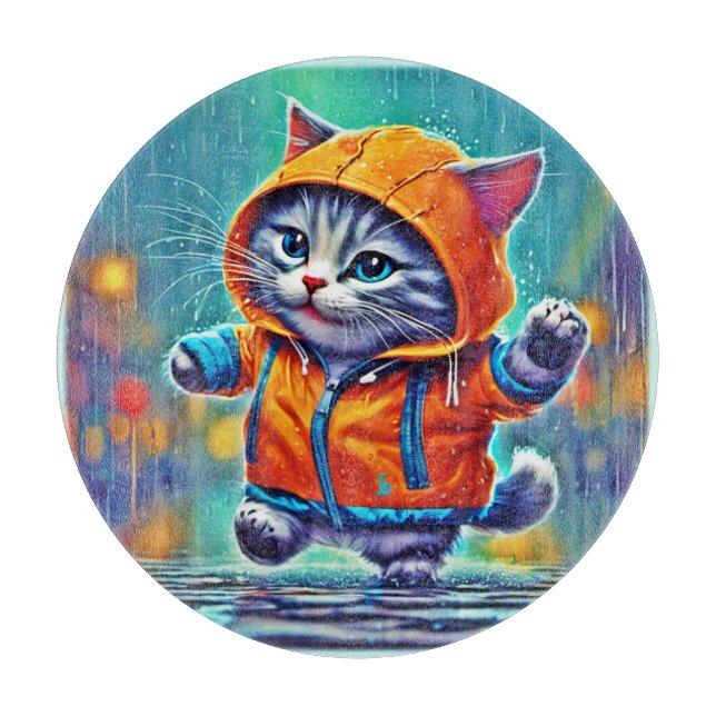 Tabla De Cortar Danza de gato en el día de lluvias (Anverso)