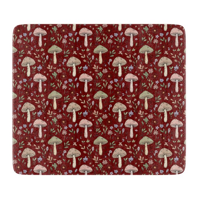 Tabla De Cortar Dark Academia Plum Red Fungi Moody Scholarly Gift (Anverso)