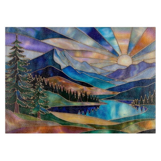 Tabla de Cortar de Cocina Sunrise Mountain Lake (Anverso)