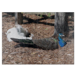 Tabla de cortar de faisanes azules y blancos indio