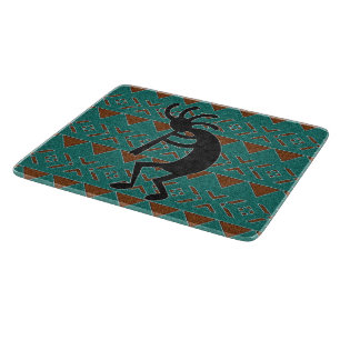 Tabla De Cortar De la turquesa de Kokopelli diseño tribal hacia e