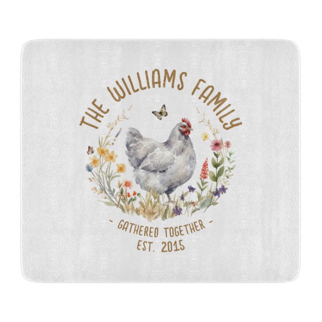 Tabla de cortar de pollo de granja Grey Hen Meadow (Anverso)