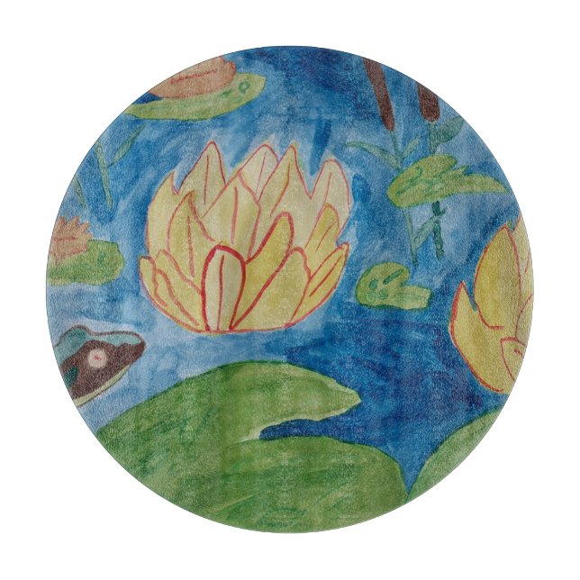 Tabla de cortar de ranas y nenúfares (Anverso)