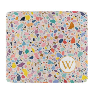 Tabla de cortar de terrazzo multicolor pastel