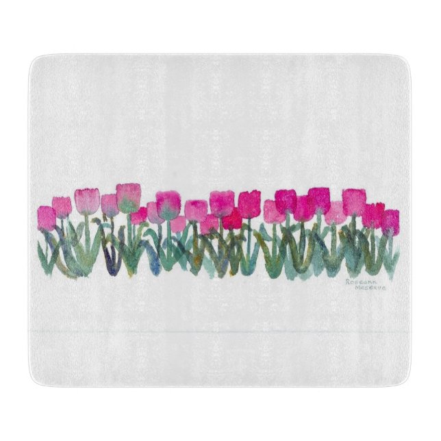 tabla de cortar de tulipanes rosas (Anverso)